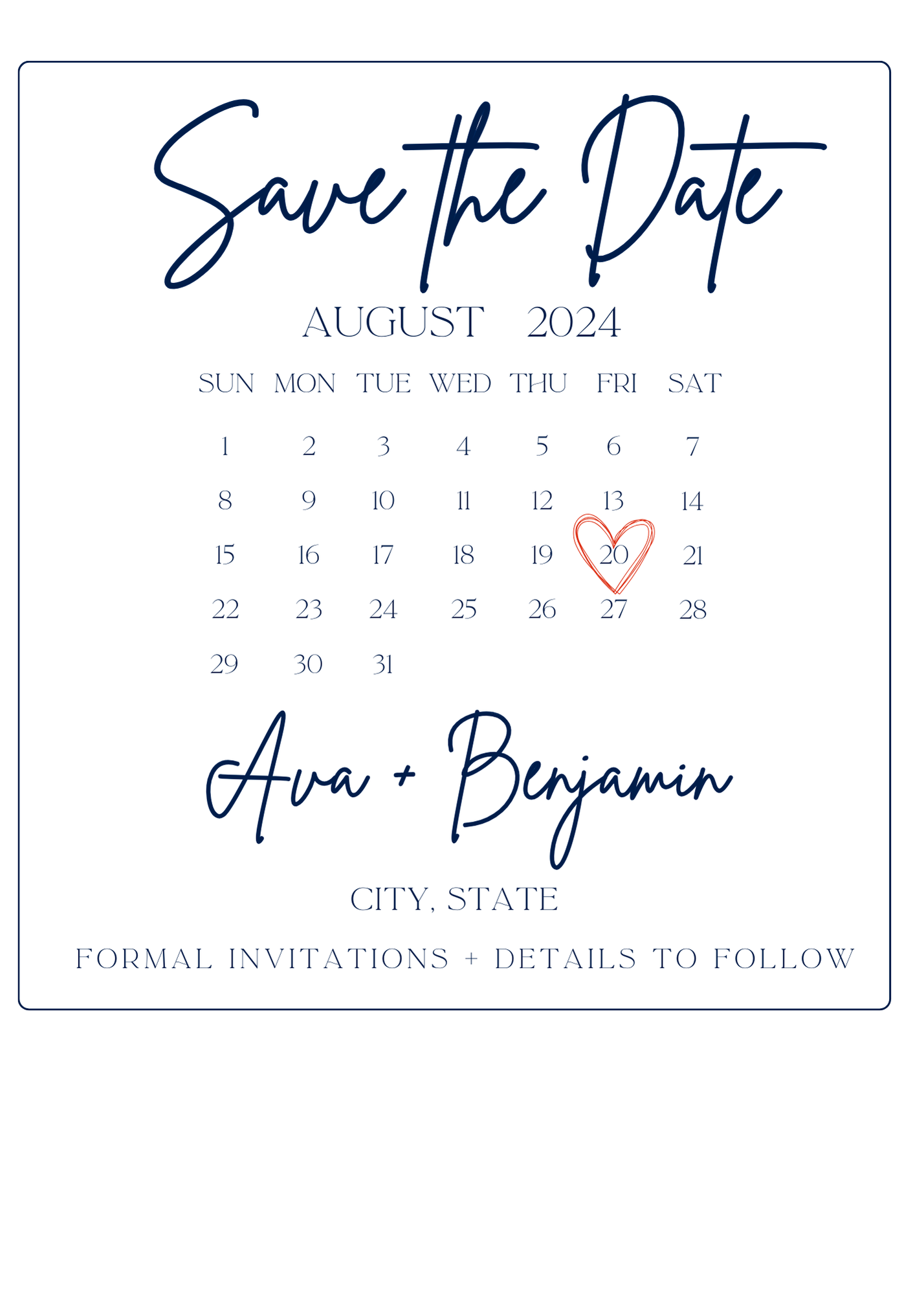 Save the Date Calendar Magnet |Personalized | Wedding